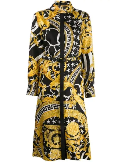 Shop Versace Baroque Mid-length Shirt Dress In Gold