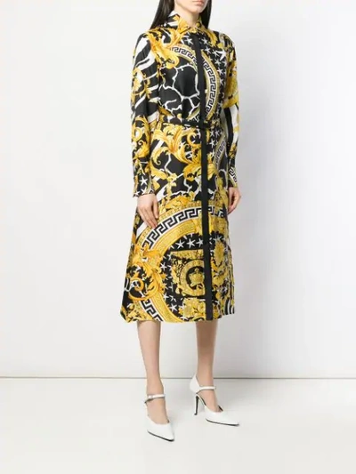 Shop Versace Baroque Mid-length Shirt Dress In Gold