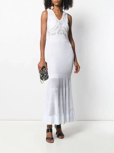 Shop Roberto Cavalli Jacquard Knit Dress In White