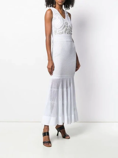 Shop Roberto Cavalli Jacquard Knit Dress In White