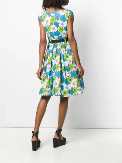 Shop Prada Kleid Mit Blumen-print In Blue