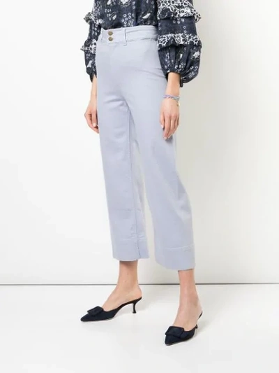 Shop Apiece Apart Cropped Straight-cut Trousers In Blue