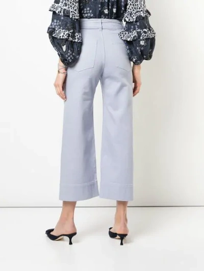 Shop Apiece Apart Cropped Straight-cut Trousers In Blue