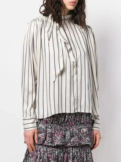 Shop Isabel Marant Pussy Bow Striped Blouse In Neutrals