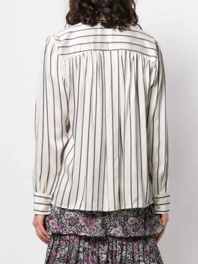 Shop Isabel Marant Pussy Bow Striped Blouse In Neutrals