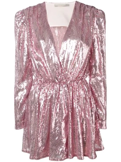 Shop Amen Sequinned Wrap Dress In Pink