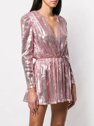 Shop Amen Sequinned Wrap Dress In Pink