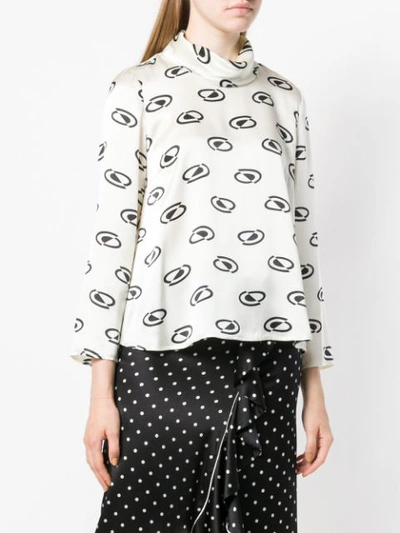 Shop Rixo London Robin Space Age Spot Blouse - White