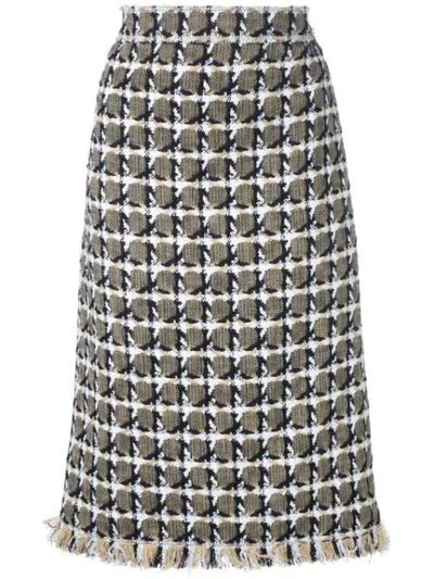 Shop Oscar De La Renta Tweed Pencil Skirt In Navy