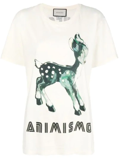 Shop Gucci Bambi Animismo T-shirt In Neutrals