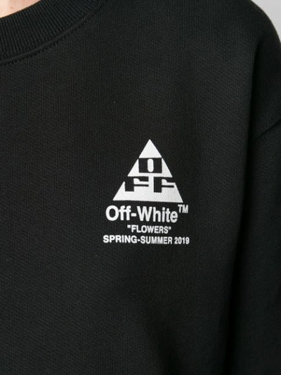 Shop Off-white 'flowers' Logo Embroidered Sweatshirt In Black
