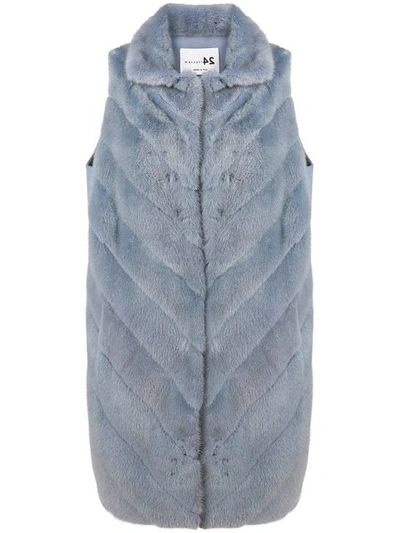 Shop Manzoni 24 Sleeveless Loose Coat In Blue