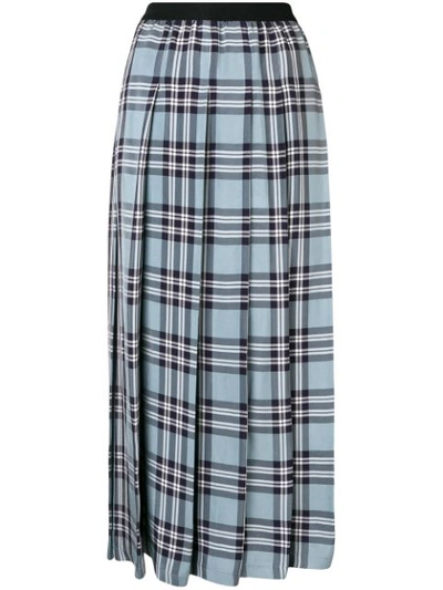 Shop Sara Lanzi Check Pleated Skirt - Blue