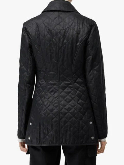 Shop Burberry Logo Button Diamond Quilted Jacket In Black