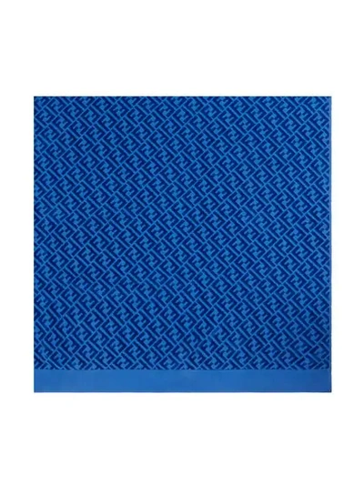 Shop Fendi Ff Logo Beach Towel In Blue