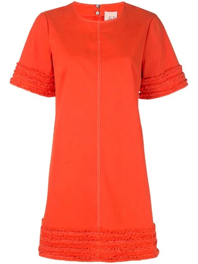 Shop Cinq À Sept Ashton Frayed-trim Dress In Orange