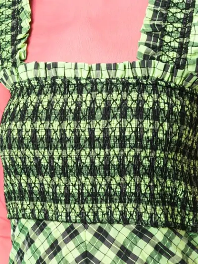 Shop Ganni Checked A-line Dress In Green