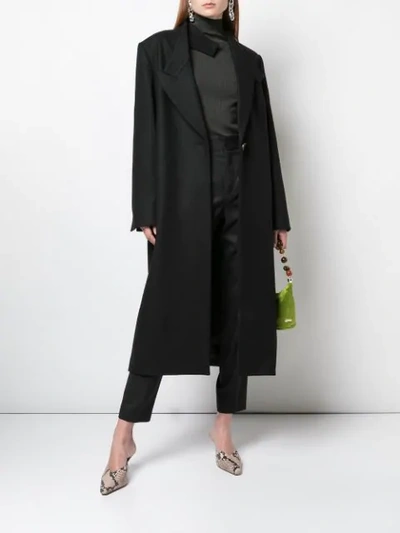 Shop Partow Oversized Collar Button Coat In Black