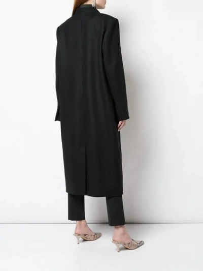 Shop Partow Oversized Collar Button Coat In Black