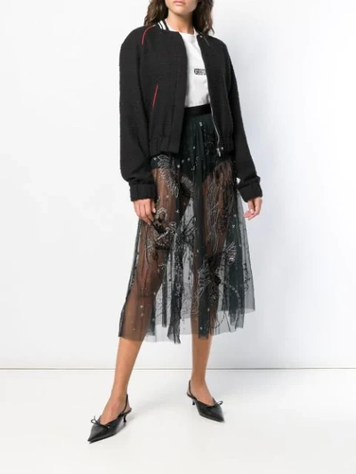 Shop Amen Embroidered Sheer Skirt - Black
