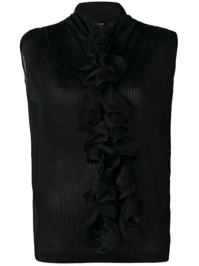 Shop Giorgio Armani Ruffle-embellished Blouse In Black