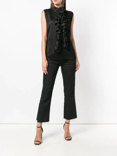 Shop Giorgio Armani Ruffle-embellished Blouse In Black