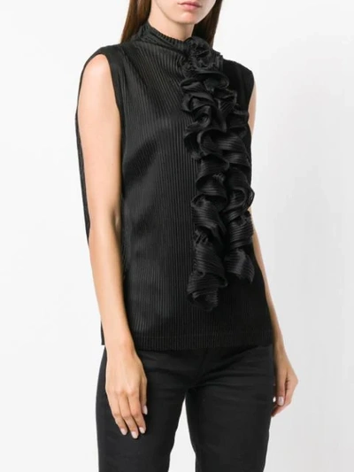 Shop Giorgio Armani Ruffle-embellished Blouse In Black