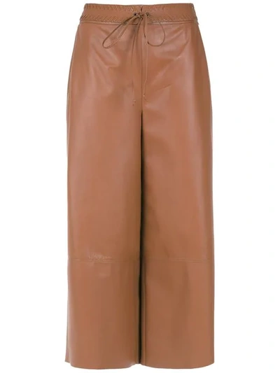 Shop Nk Leather Culottes In Brown