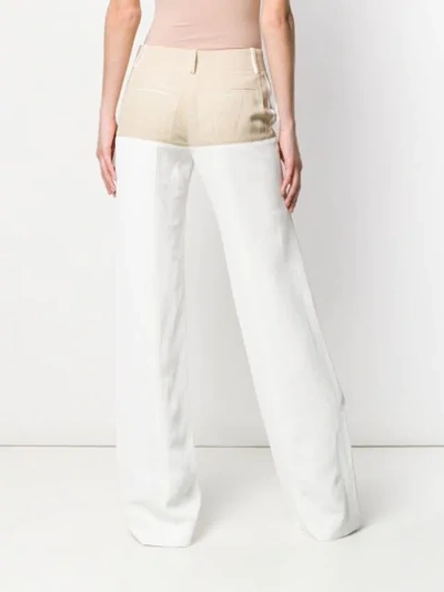 Shop Chloé Contrast Panel Trousers In White