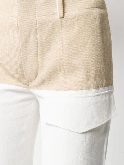 Shop Chloé Contrast Panel Trousers In White