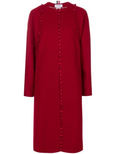 Shop Thom Browne Bridal Button Overcoat In Pilot Cloth Melton - Red