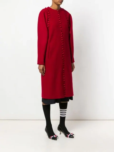 Shop Thom Browne Bridal Button Overcoat In Pilot Cloth Melton - Red