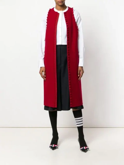 Shop Thom Browne Bridal Button Overcoat In Pilot Cloth Melton - Red