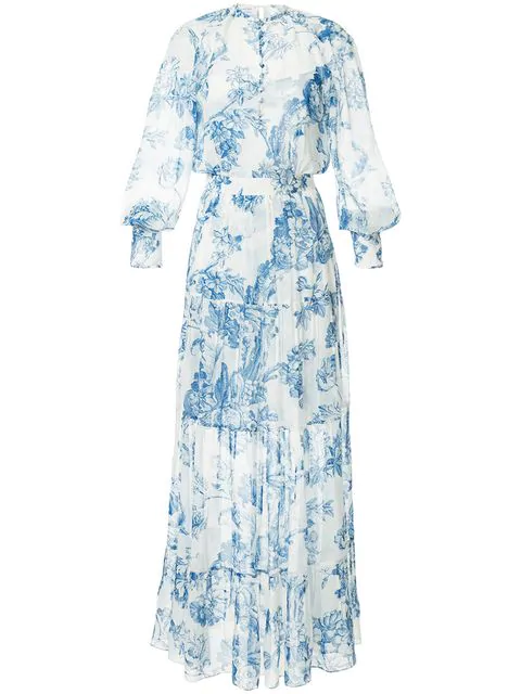 oscar de la renta blue and white dress