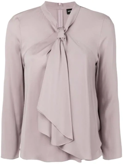 Shop Giorgio Armani Pussy Bow Blouse In Pink