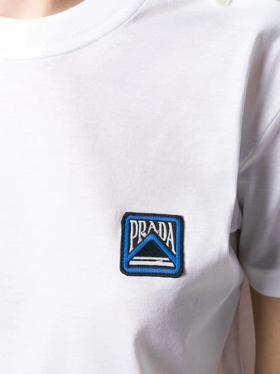 Shop Prada Embroidered Logo T-shirt - White