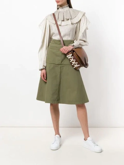 Shop Jw Anderson Fold Front Skirt In Green