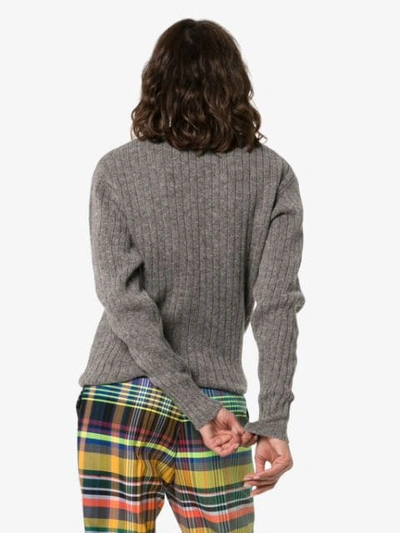 Shop Miu Miu Asymmetric Wool Pullover In Grey