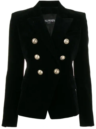 Shop Balmain Double-breasted Blazer In Black