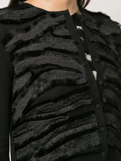 Shop Oscar De La Renta Fringe Panel Cardigan In Black