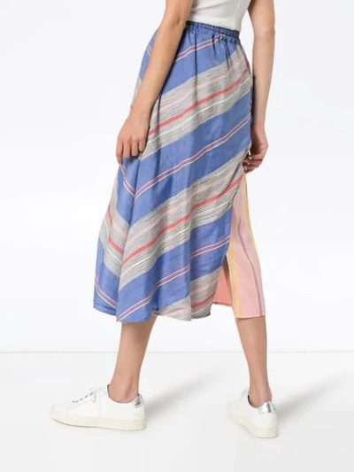 Shop A Peace Treaty Tarouba Stripe High Waist Silk Cotton-blend Skirt In Pink