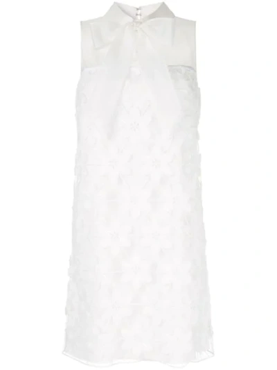 Shop Paule Ka Pussy Bow Lace Dress In White