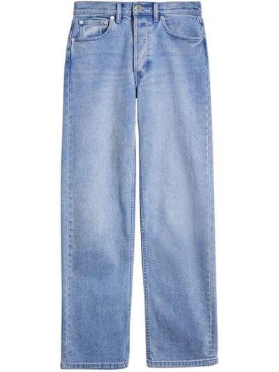 Shop Burberry Straight Fit Stonewashed Jeans In Blue