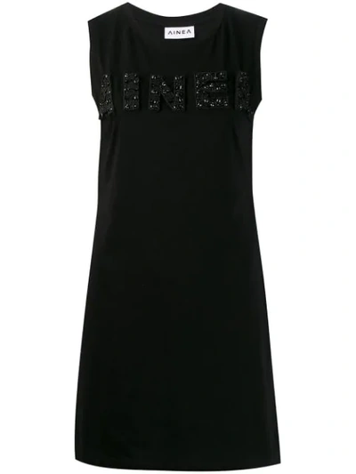 Shop Ainea Beaded Logo Dress - Black