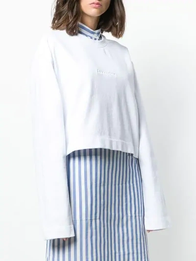 Shop Acne Studios Odice Cropped Sweatshirt In White
