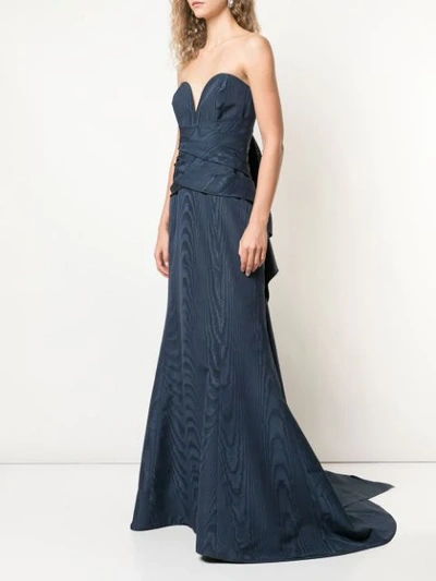 OSCAR DE LA RENTA NAVY FITTED DRAPED DRESS - 蓝色