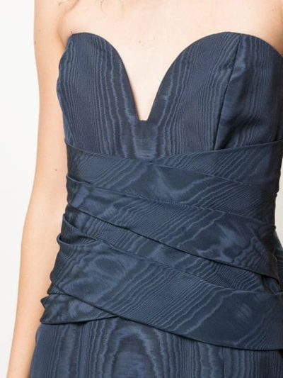 Shop Oscar De La Renta Navy Fitted Draped Dress In Blue