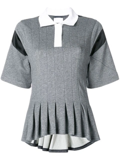 Shop Koché Peplum Short-sleeve Polo Top In Grey
