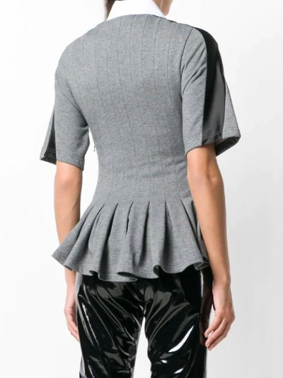 Shop Koché Peplum Short-sleeve Polo Top In Grey