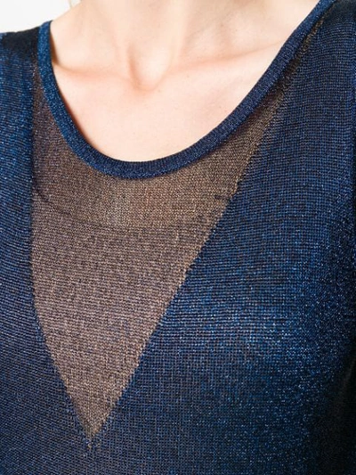Shop Missoni Metallic Knitted Top In Blue